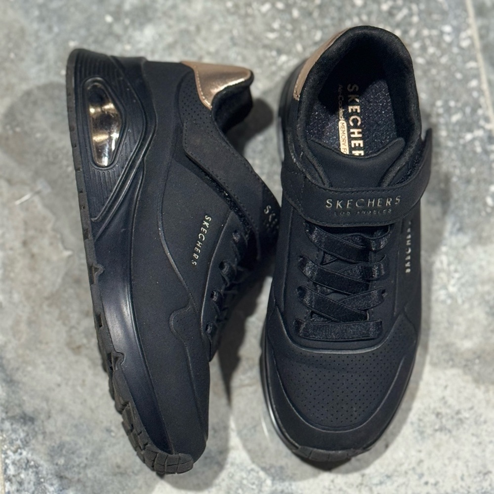 Skechers Kids Black and Gold Sneakers